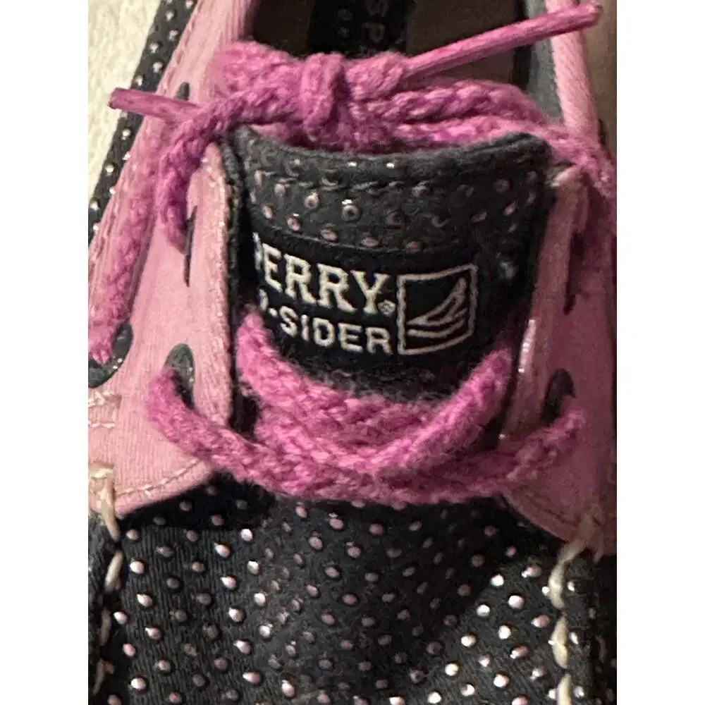 Sperry Girls Top-Sider Bahama Navy/Purple Dot Us 2.0M boat Shoes preppy slip-on
